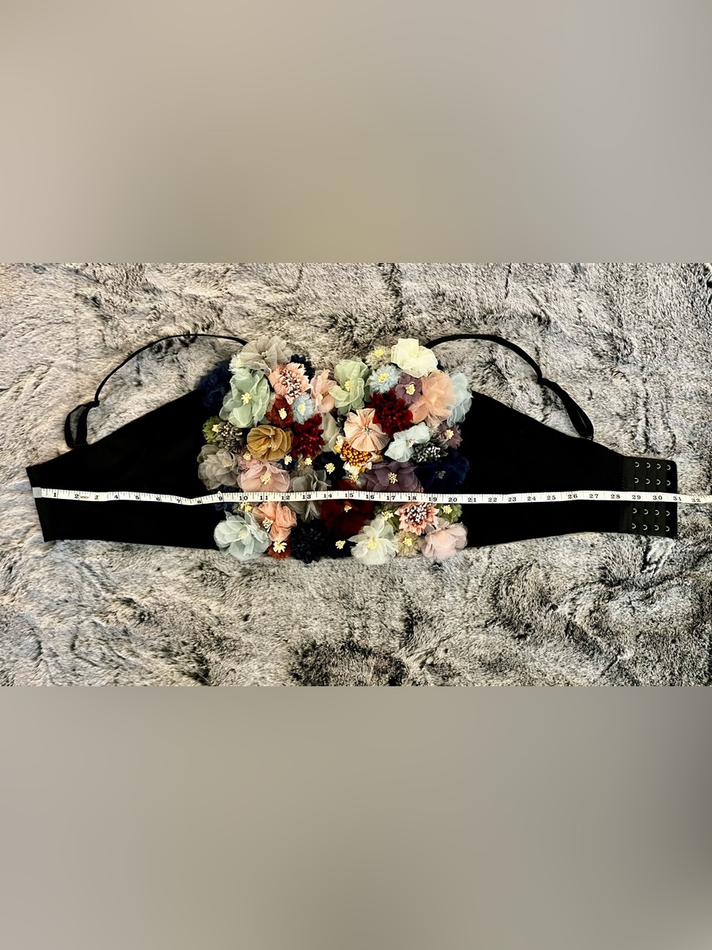 3D Bustier Floral Appliqué Corset Crop Top - Multicolor Flowers Size Large - Picture 9 of 17